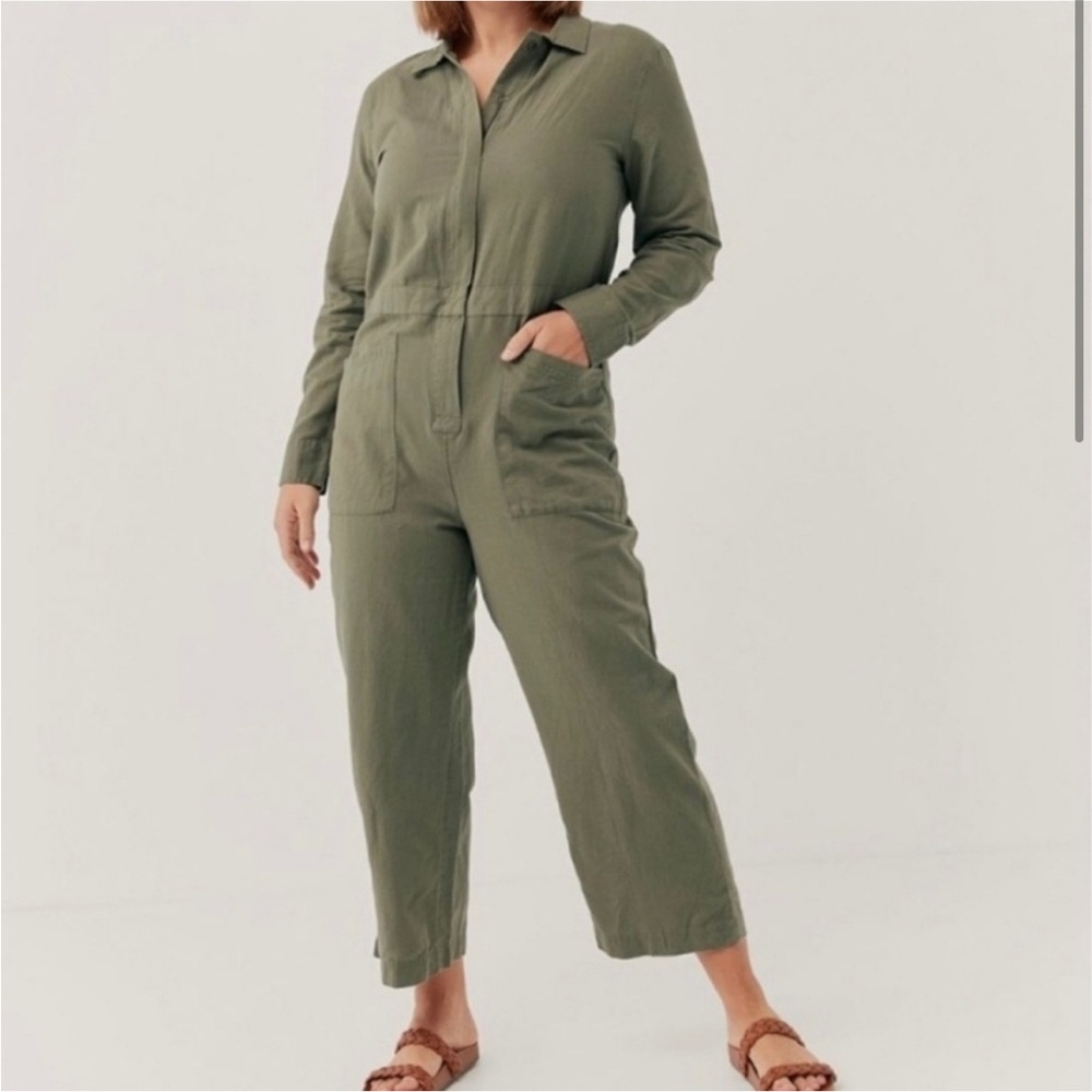 Pact Olive Green Utility Jumpsuit